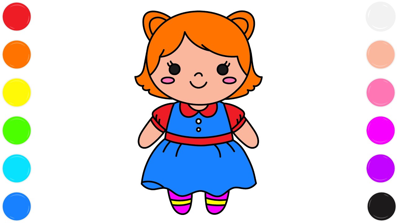 Cute Doll Coloring Page for Kids | Adorable Toy Drawing Fun 🎨