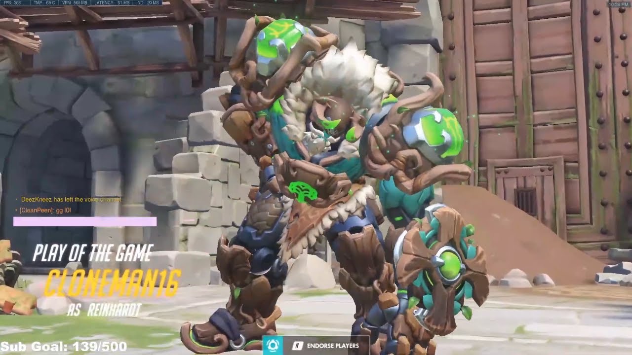POTG! CLONEMAN16 INSANE REINHARDT ! OVERWATCH GAMEPLAY SEASON 24 TOP 500