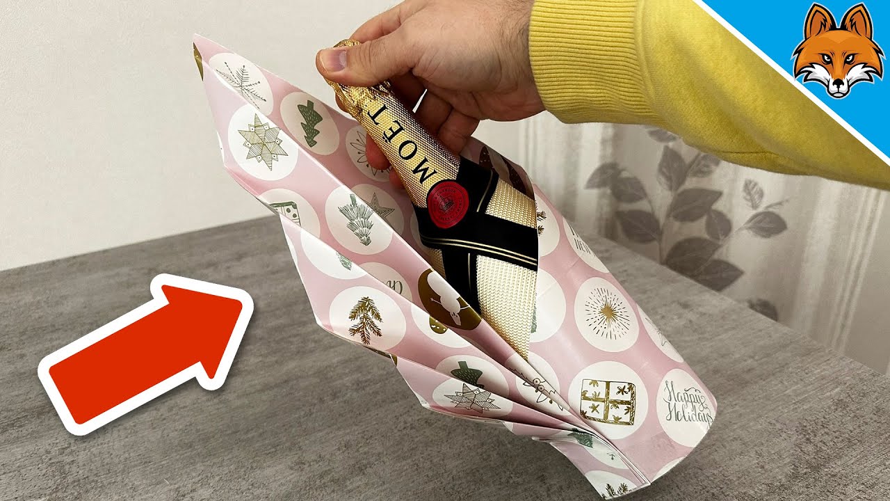Emballer une bouteille comme cadeau💥(tour de 2 minutes)🤯