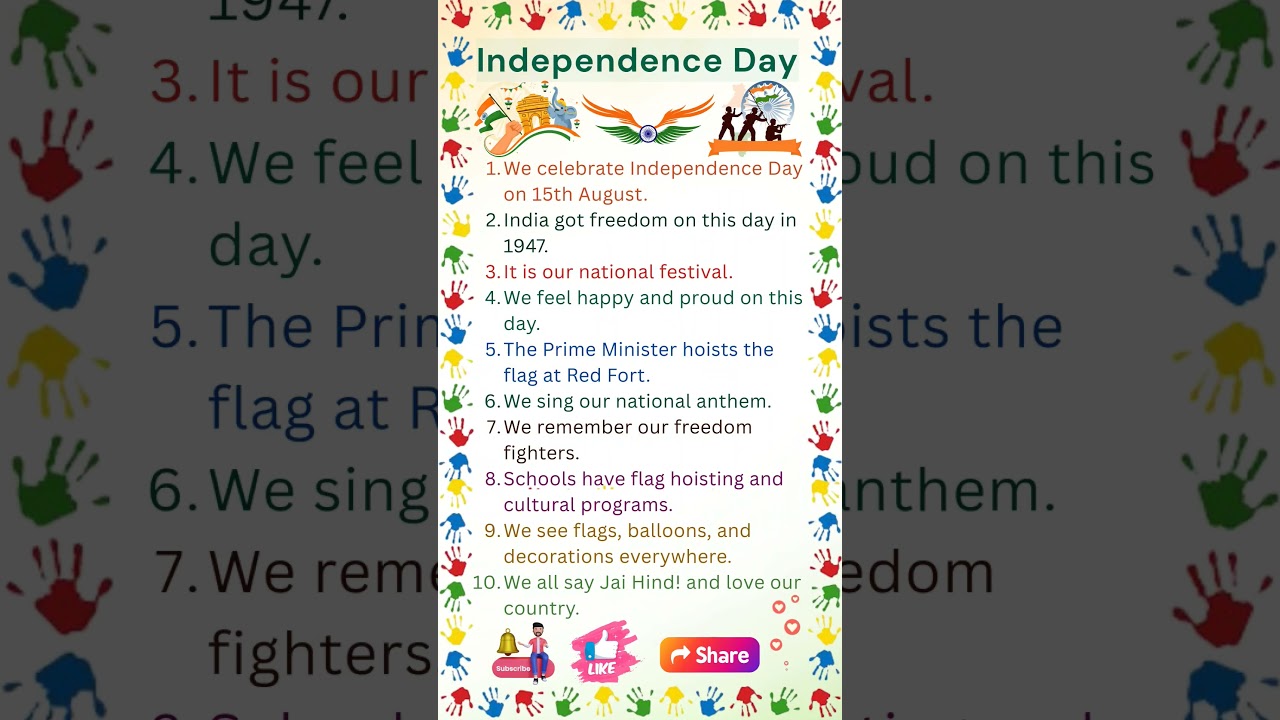 10 Lines on Independence Day | 15 August | Essay on Independence Day | Speech on Independence Day