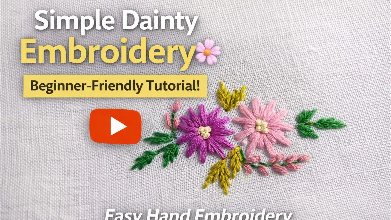 Tiny Floral Embroidery Design | Quick & EasyBeginner Hand Embroidery | Mini Flower Pattern #embroart