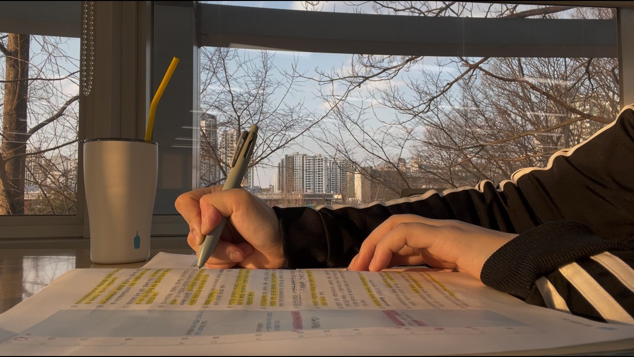 26.03.12.D-44 세시생 도서관에서 스터디윗미 | study with me | 장작소리