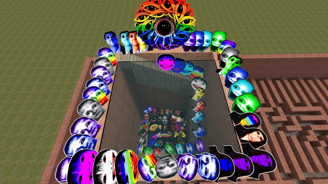 ALL FULL GEOMETRY DASH AND RAINBOW MR.SUN AND ROSALIA PLANKTON OBUNGA AND UNLIMITED NEXTBOTS IN GMOD