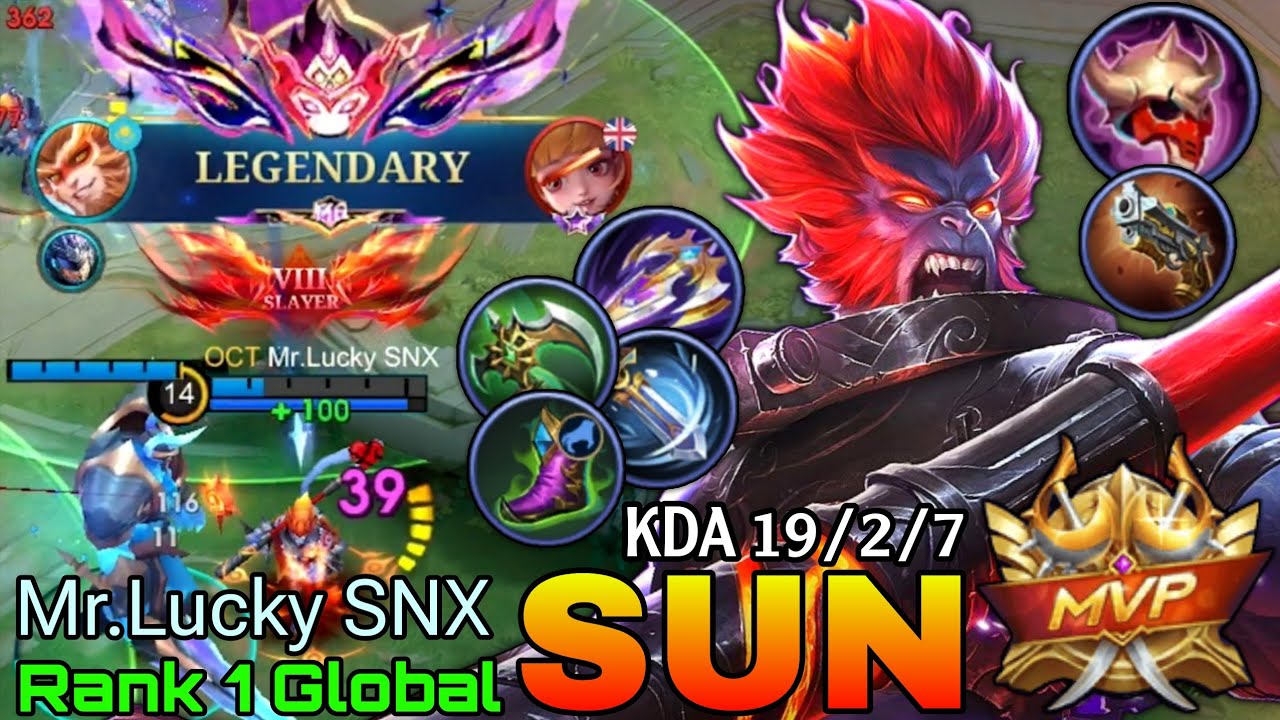 19 Kills Sun Legendary Jungler - Top 1 Global Sun by Mr.Lucky SNX - Mobile Legends