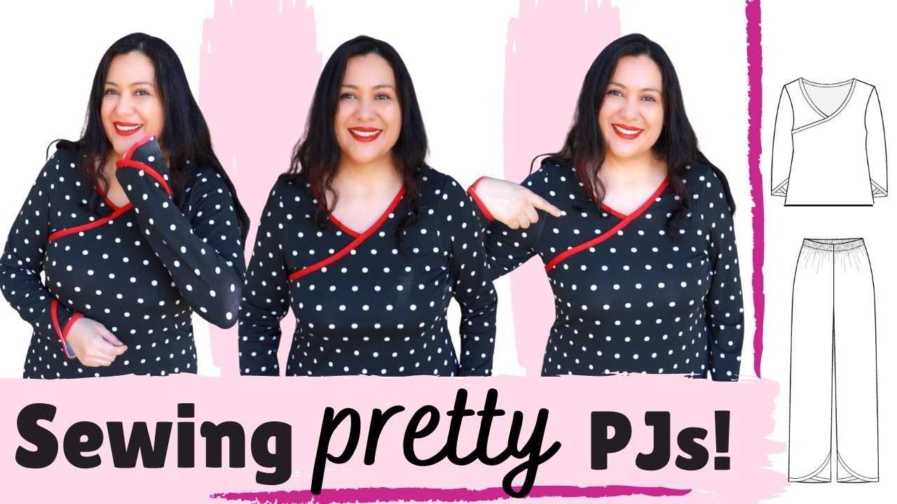 PJ pattern with PRETTY overlapped details.  Tranquil (Love Notions). Reverse contrast binding.