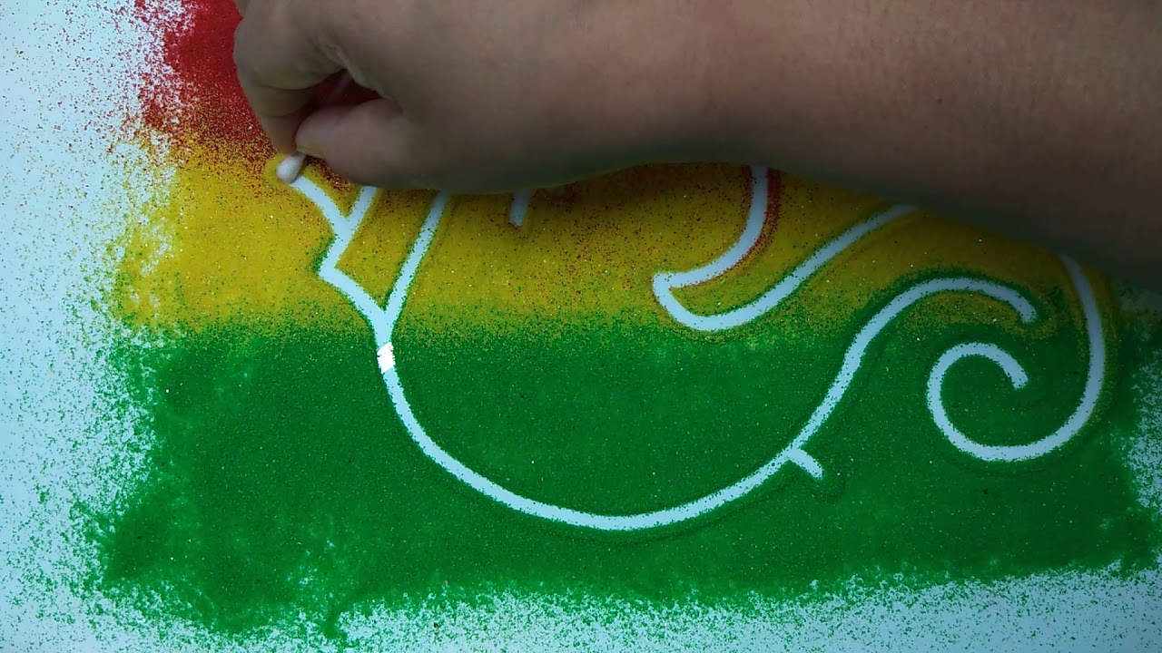 Easy Ganpati rangoli designs / quick Ganesha rangoli