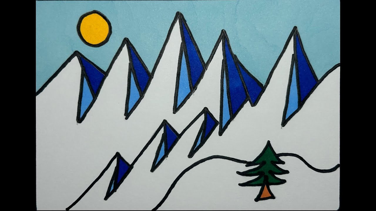 How To Draw Winter Scenery Easy Step By Step | Drawing Polar  Landscape For Beginners Very Easy