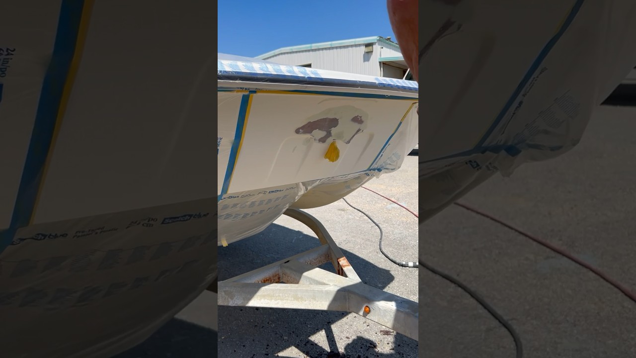 Spraying Gel Coat to Fix Fiberglass Damage! 