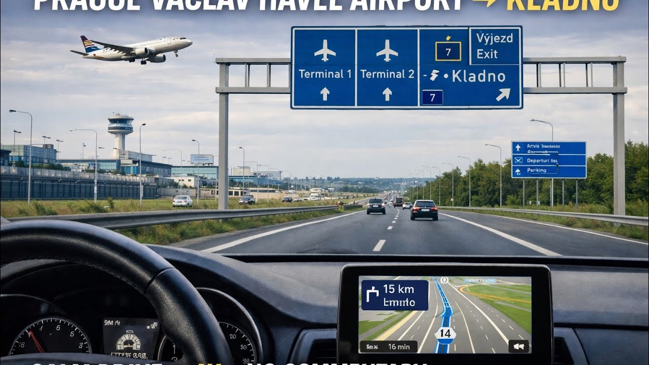 🚗 Prague Václav Havel Airport → Kladno | Calm Drive | 4K | No Commentary