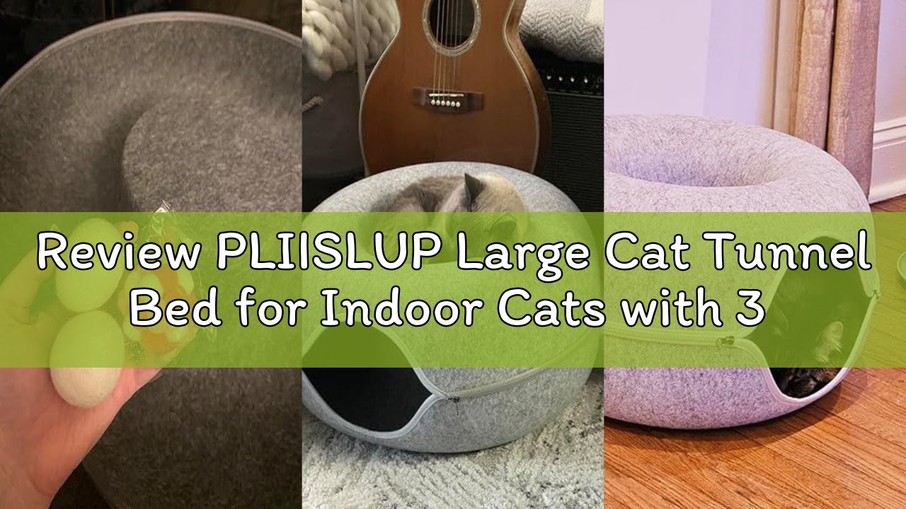 Review PLIISLUP Large Cat Tunnel Bed for Indoor Cats with 3 Toys, Scratch Resistant Donut Cat Bed, U