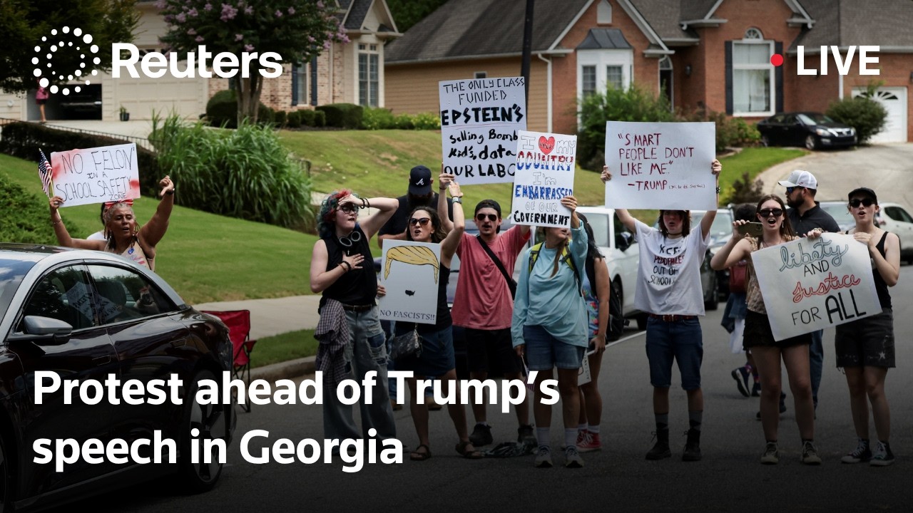 LIVE: Protest ahead of Trump's speech in Atlanta