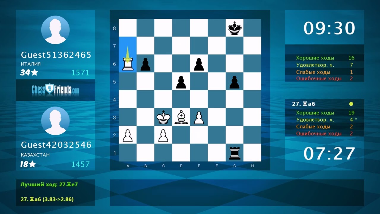Анализ шахматной партии: Guest42032546 - Guest51362465, 1-0 (по ChessFriends.com)