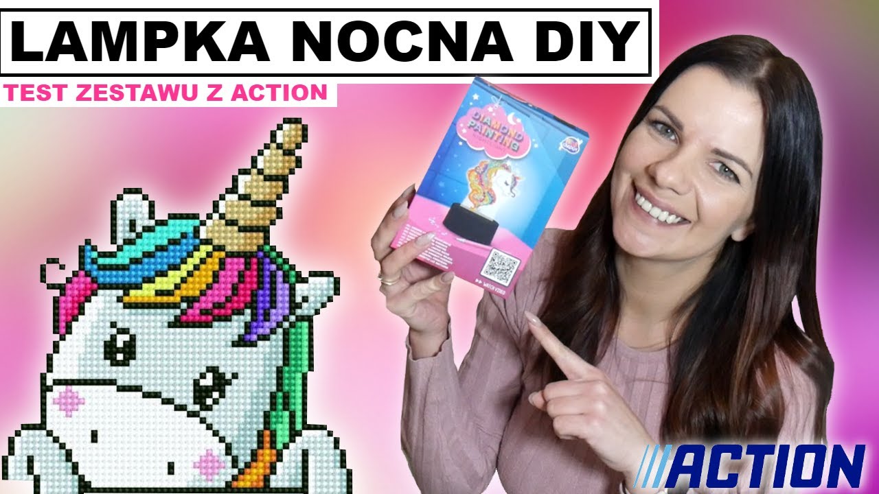DIAMOND PAINTING💎 - TWORZĘ SWOJĄ WŁASNĄ LAMPKĘ Z JEDNOROŻCEM🦄  *TEST ZESTAWU DIY Z ACTION* #action
