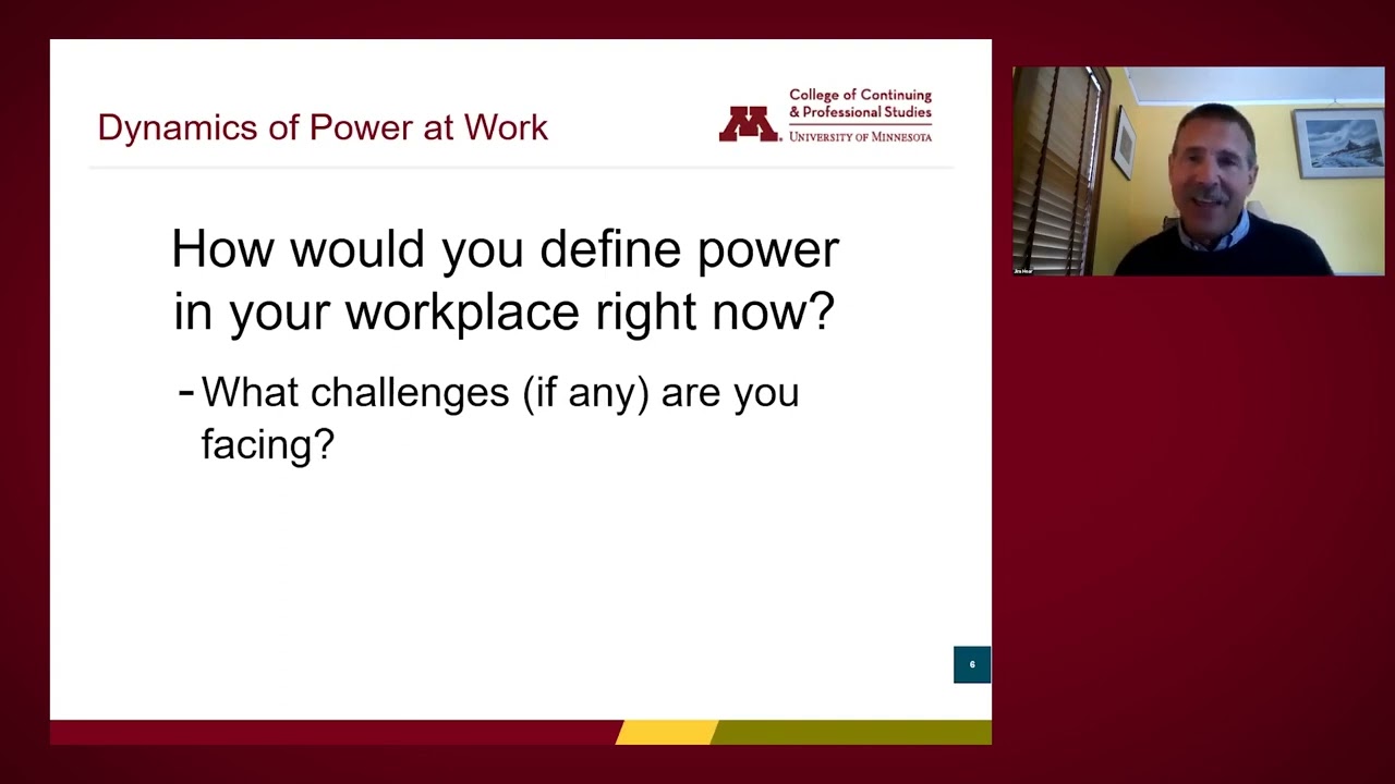 U of M Webinar: Dynamics of Power in the Workplace