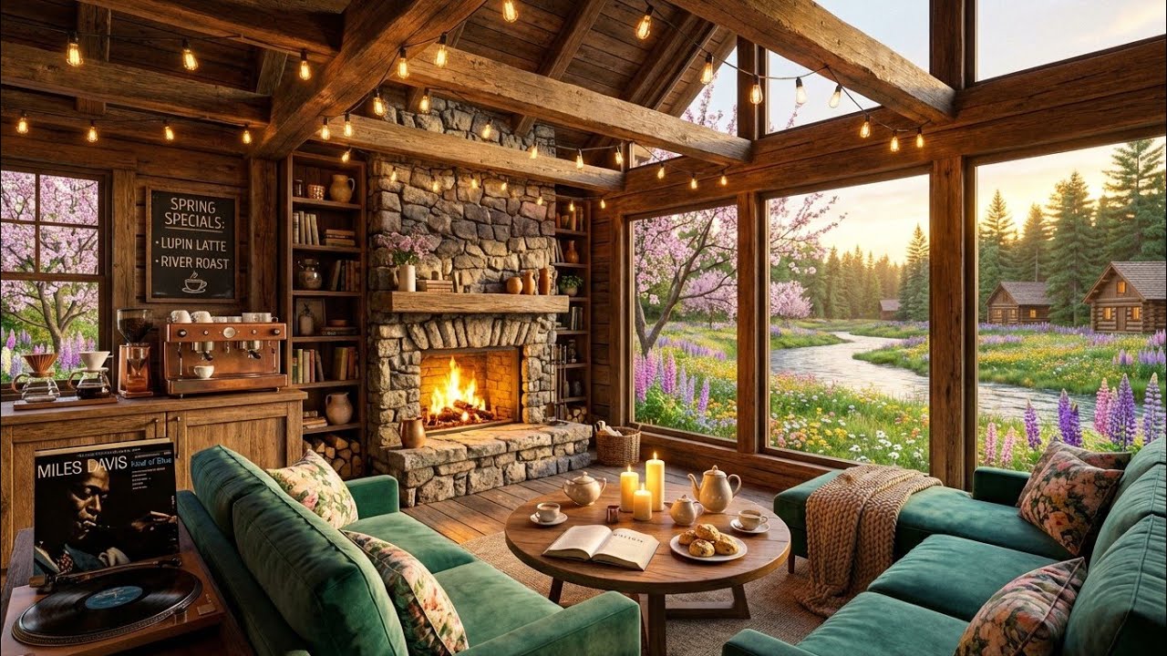 Relaxing Spring Jazz Music for Relax 🌸 Cozy Cabin Summer Ambience & Smooth Jazz Instrumental 