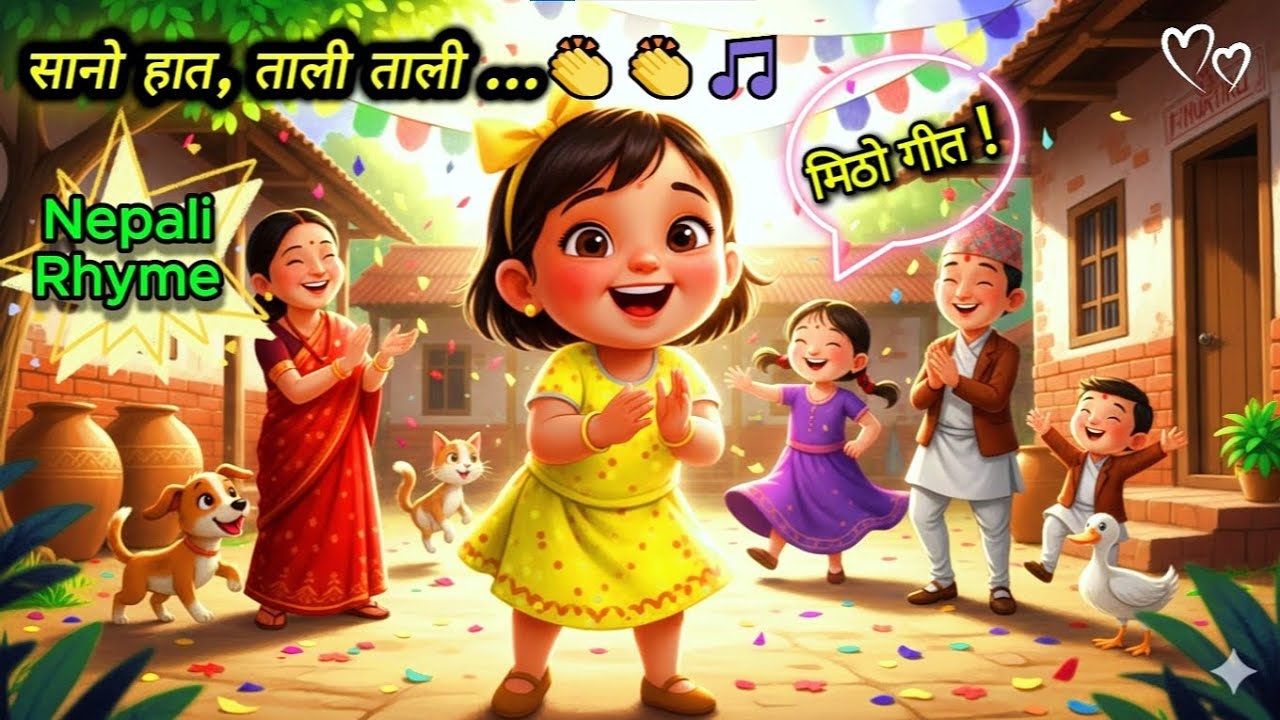 सानो हात ताली ताली 👏👏| Sano Hath Tali Tali🎵😍 | #rhymes #nepalirhymes #cartoon #balgeet 