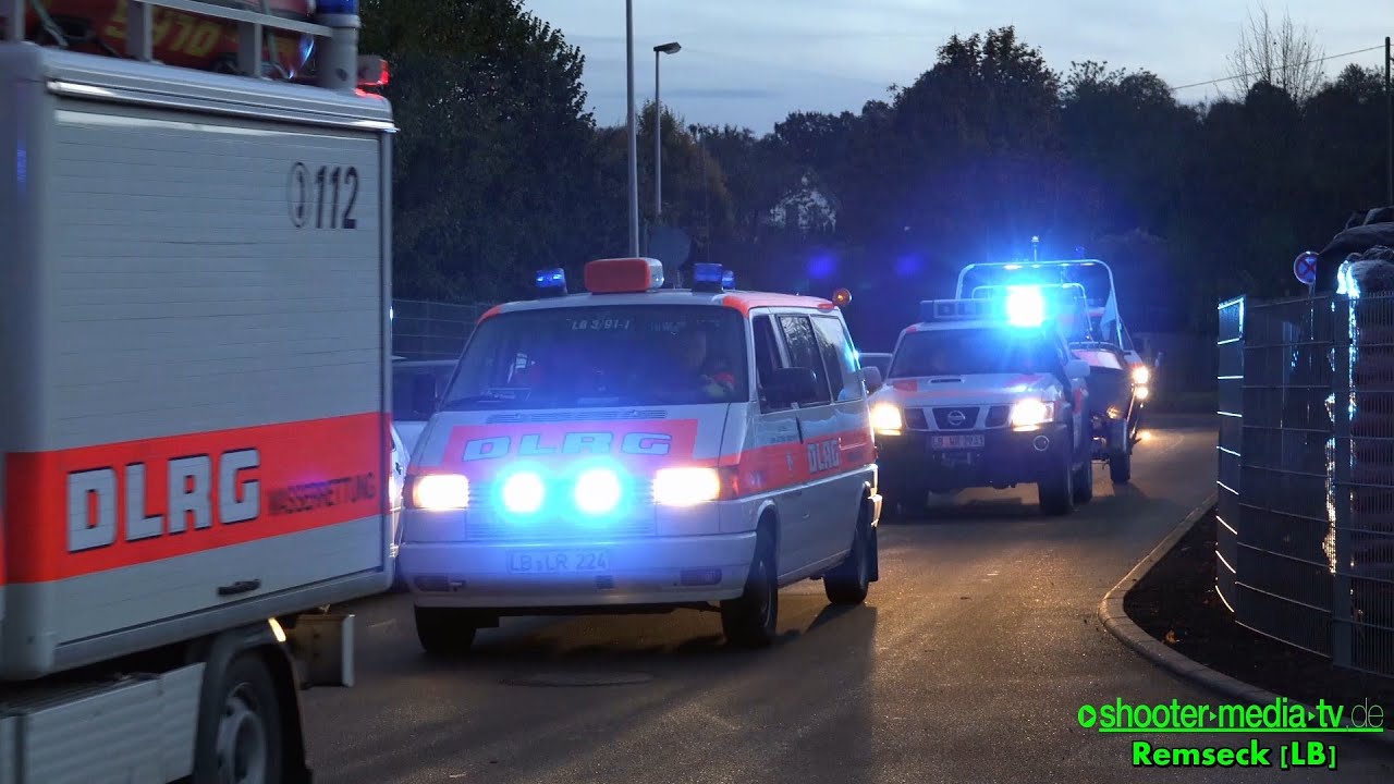 WASSERRETTUNGSEINSATZ IM NECKAR | Zusammenarbeit von DLRG + DRK + Feuerwehr + Polizei | [Ü]