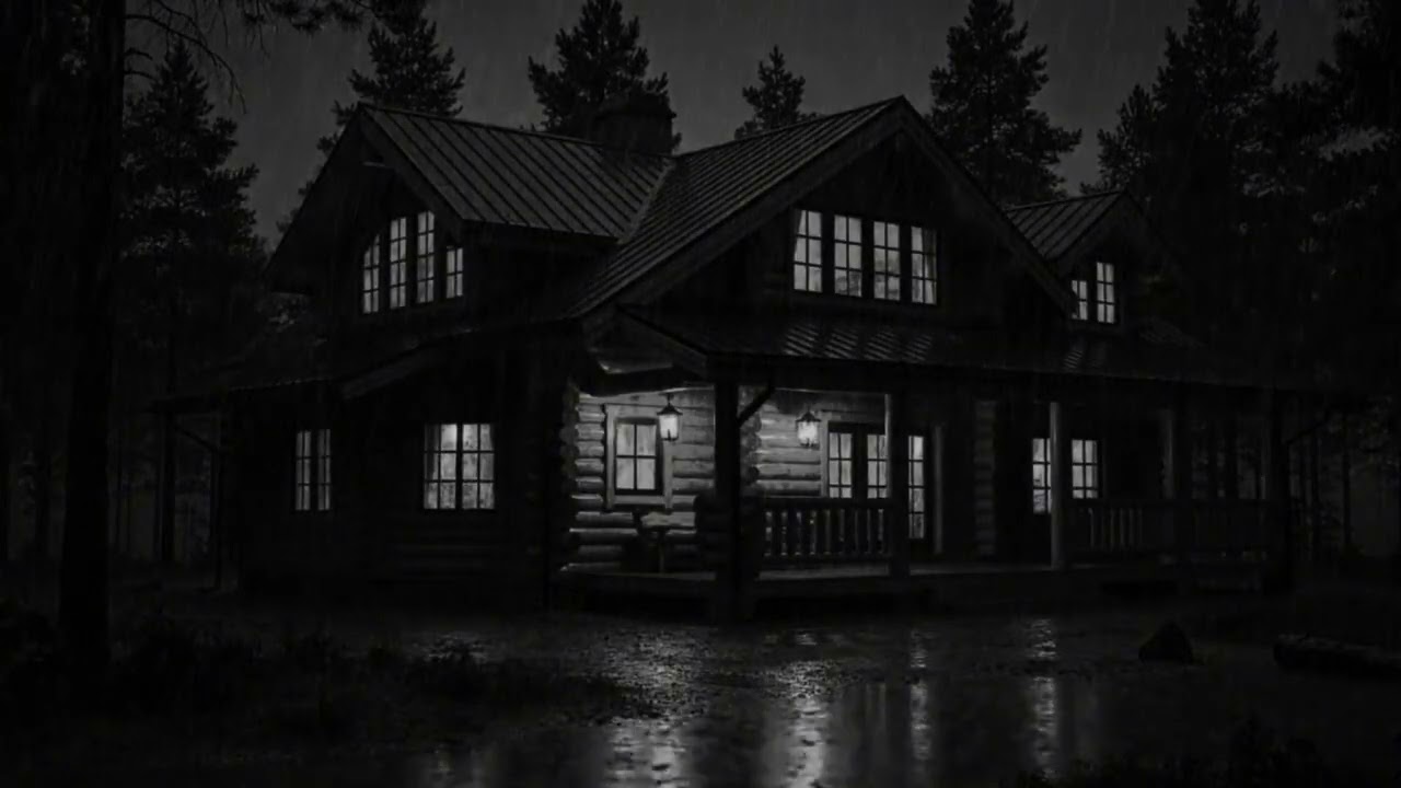 Heavy Rainstorm at Forest Cabin | Thunder Ambience for Deep Sleep and Anxiety Relief