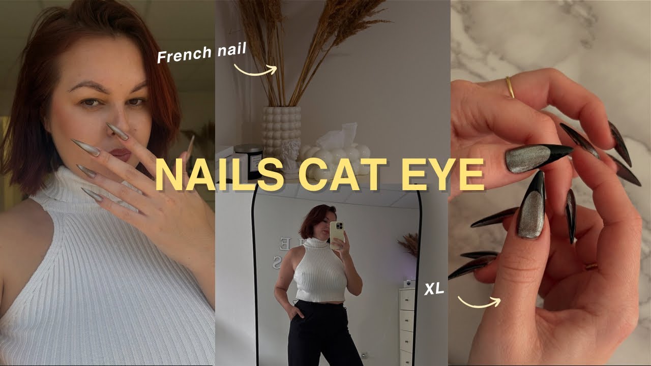 Uñas Acrílicas con efecto Ojo de Gato 💅🏻