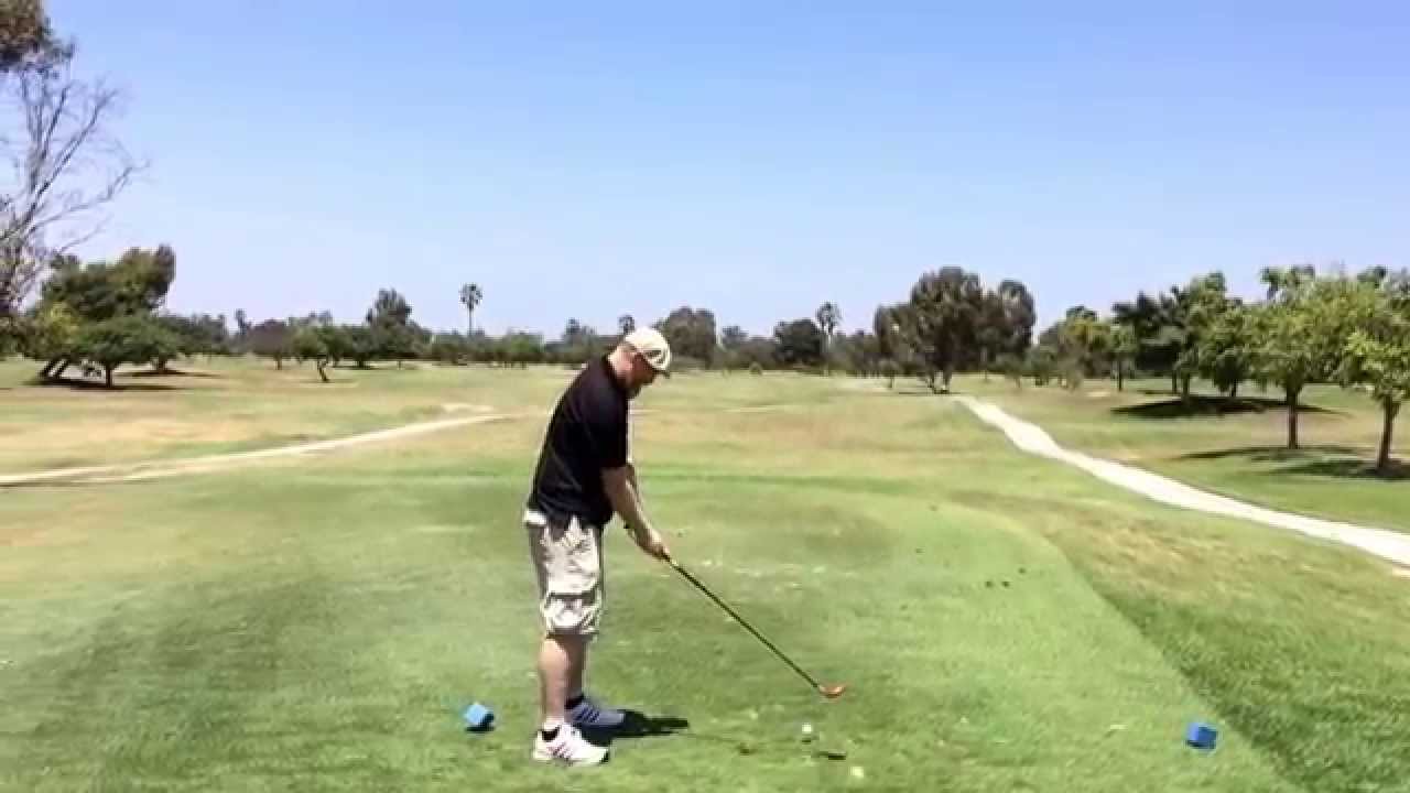 Brandon Dove in the long drive competition on hole 9 at WordCamp Orange County