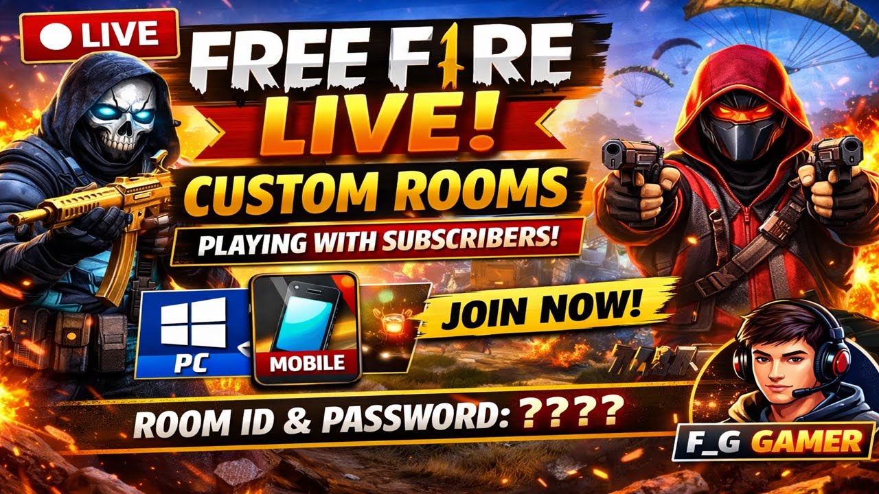 Free Fire Custom Room LIVE 🔥 Playing With Subscribers | PC + Mobile | F_G Gamer