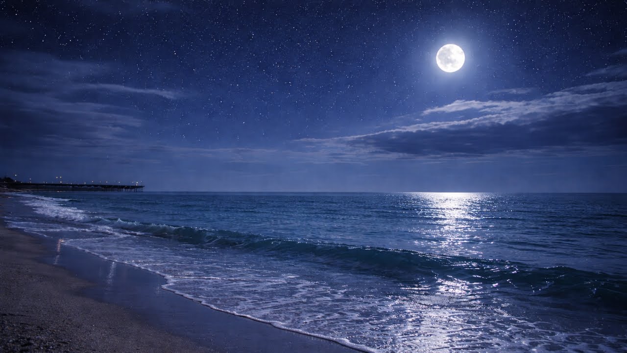 Gentle Ocean Waves at Night | Quiet Soundscape for Bedtime Calm
