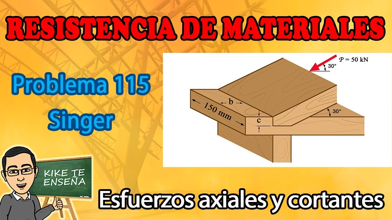 ESFUERZO AXIAL Y CORTANTE- PROBLEMA 115 SINGER - RESISTENCIA DE MATERIALES