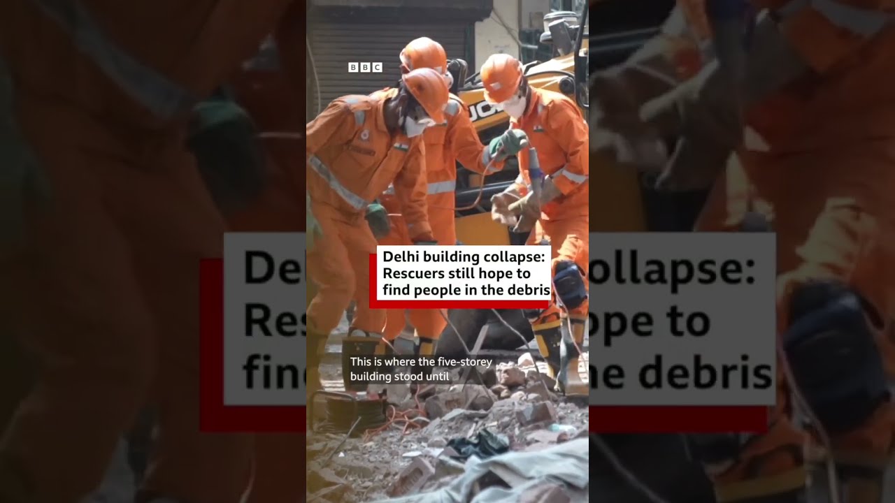 Delhi building collapse: Rescuers still hope to find people in the debris | BBC News India