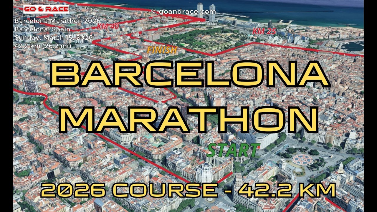Fly over the Barcelona Marathon 2026 course! 🏃‍♂️ 3D Animation