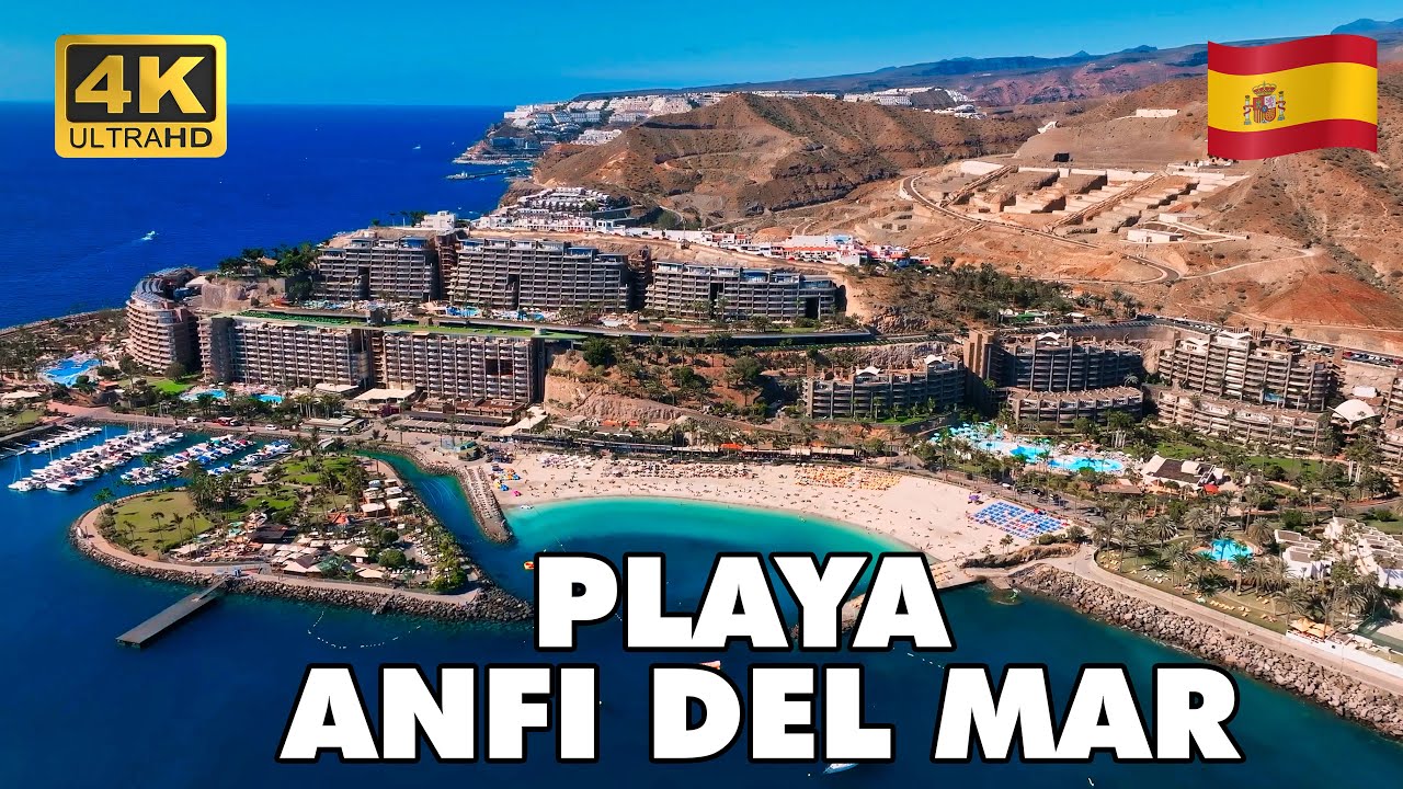 PLAYA ANFI DEL MAR-Gran Canaria Spain 🇪🇸 | FULL Tour Beach & Isla Corazon 🏖️🚶 | [4K UHD]