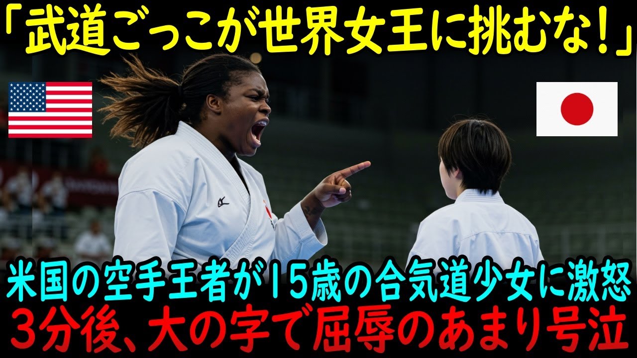 「武道ごっこで王者に勝てると思うな！」アメリカの空手女王が15歳の合気道少女に惨敗...リングで屈辱の言い訳をするが結局号泣【海外の反応】