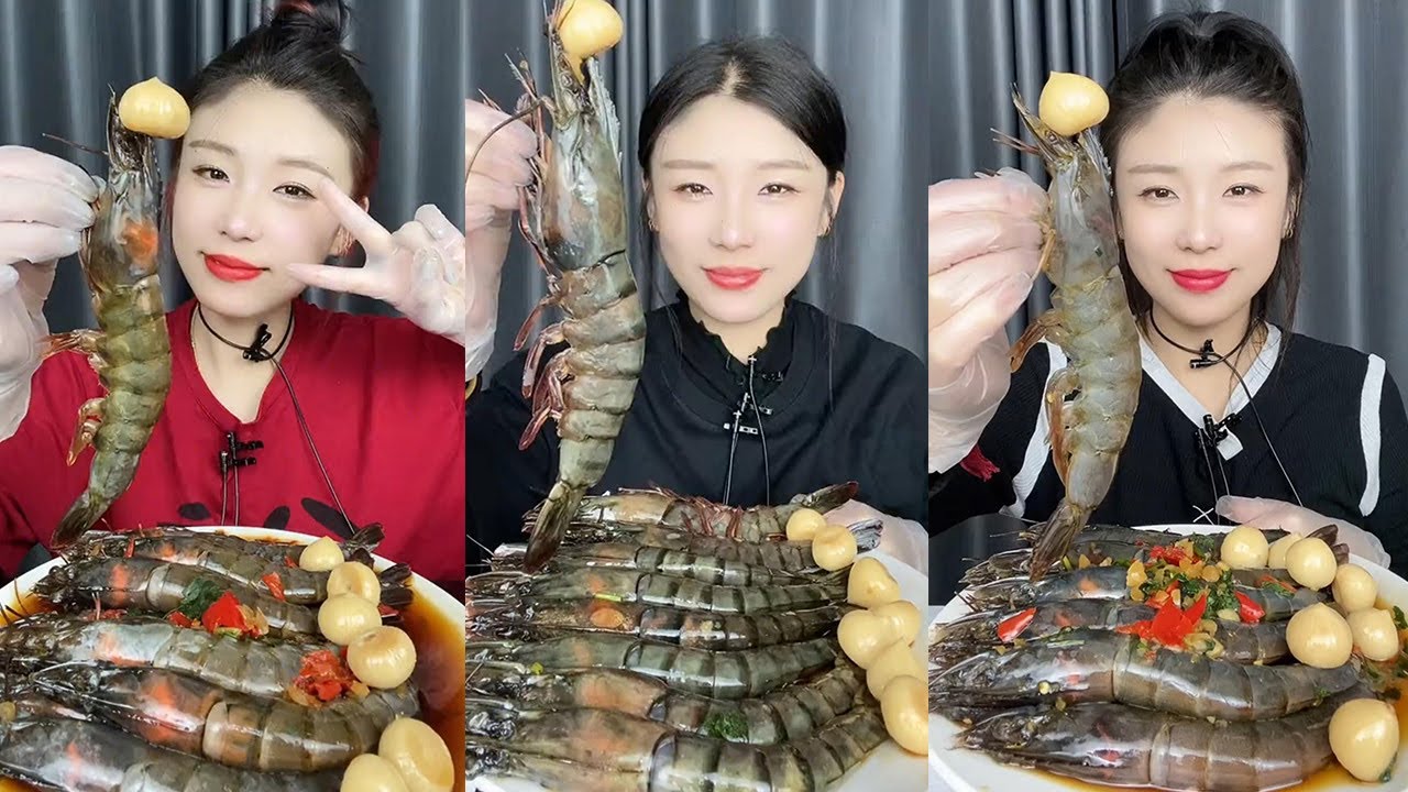 【Mukbang】Thai Shrimp+Black Tiger Shrimp🦐🧄🍋🌶#Seafood#asmr#yummy