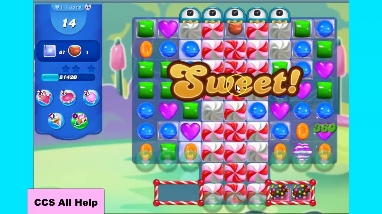 Candy Crush Saga Level 6619 26 moves NO BOOSTERS Cookie