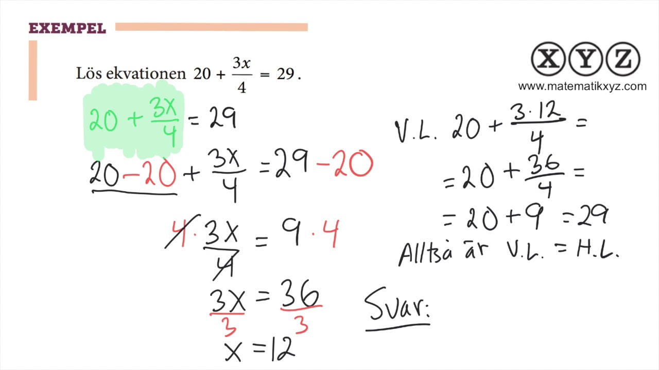 Y 4.6 Ekvationer