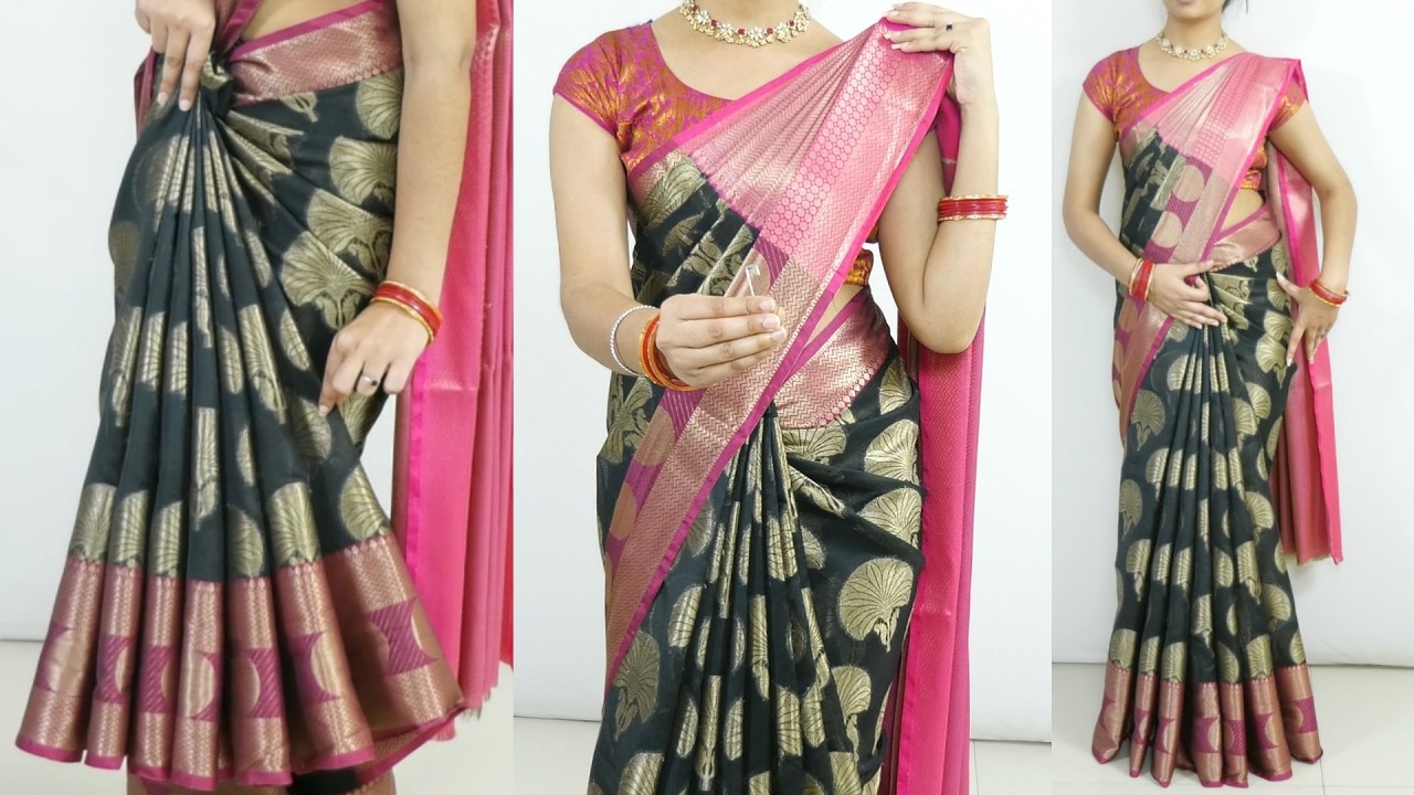 Organza Saree Draping Made EASY For Beginners | How to Look Taller & SLIMMER in a Saree |new tricks