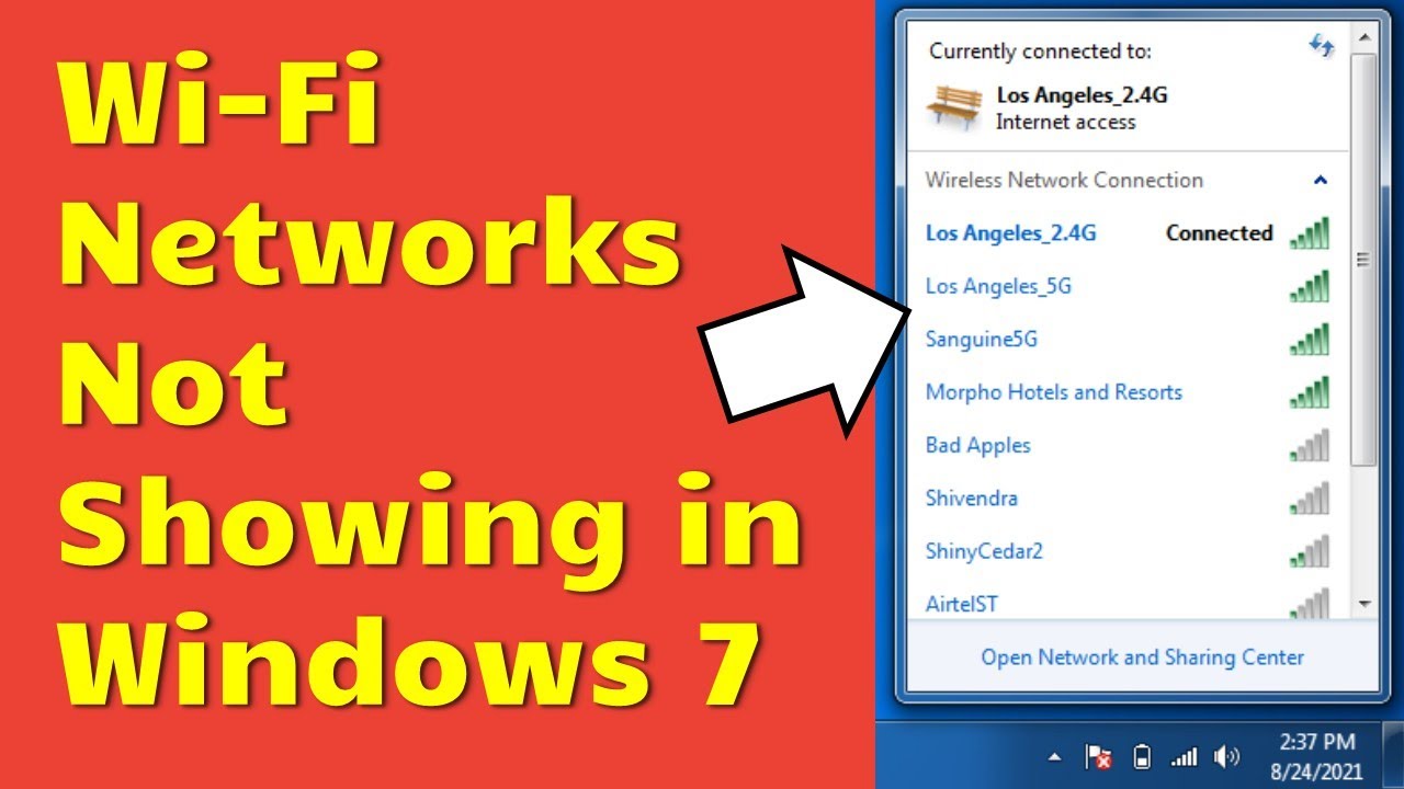 Сеть Wi-Fi не отображается в Windows 7