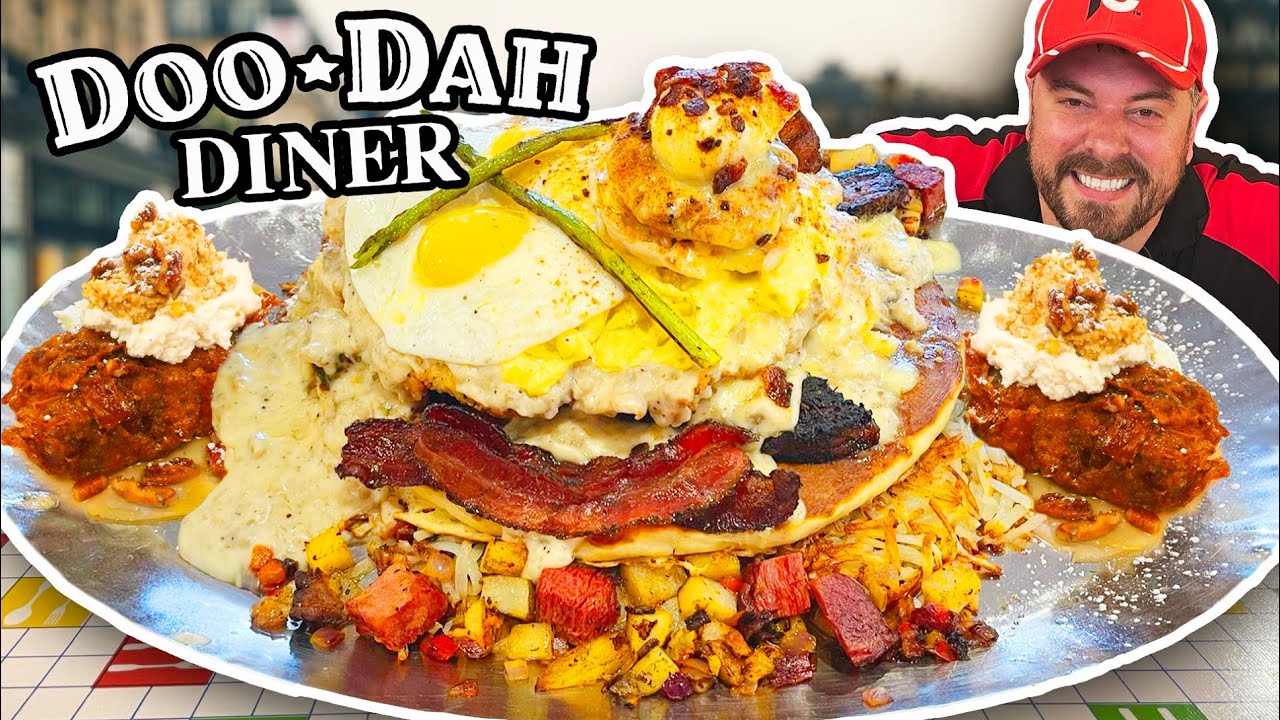 Most Delicious Man vs Food Breakfast Challenge at Doo-Dah Diner in Wichita, Kansas!!