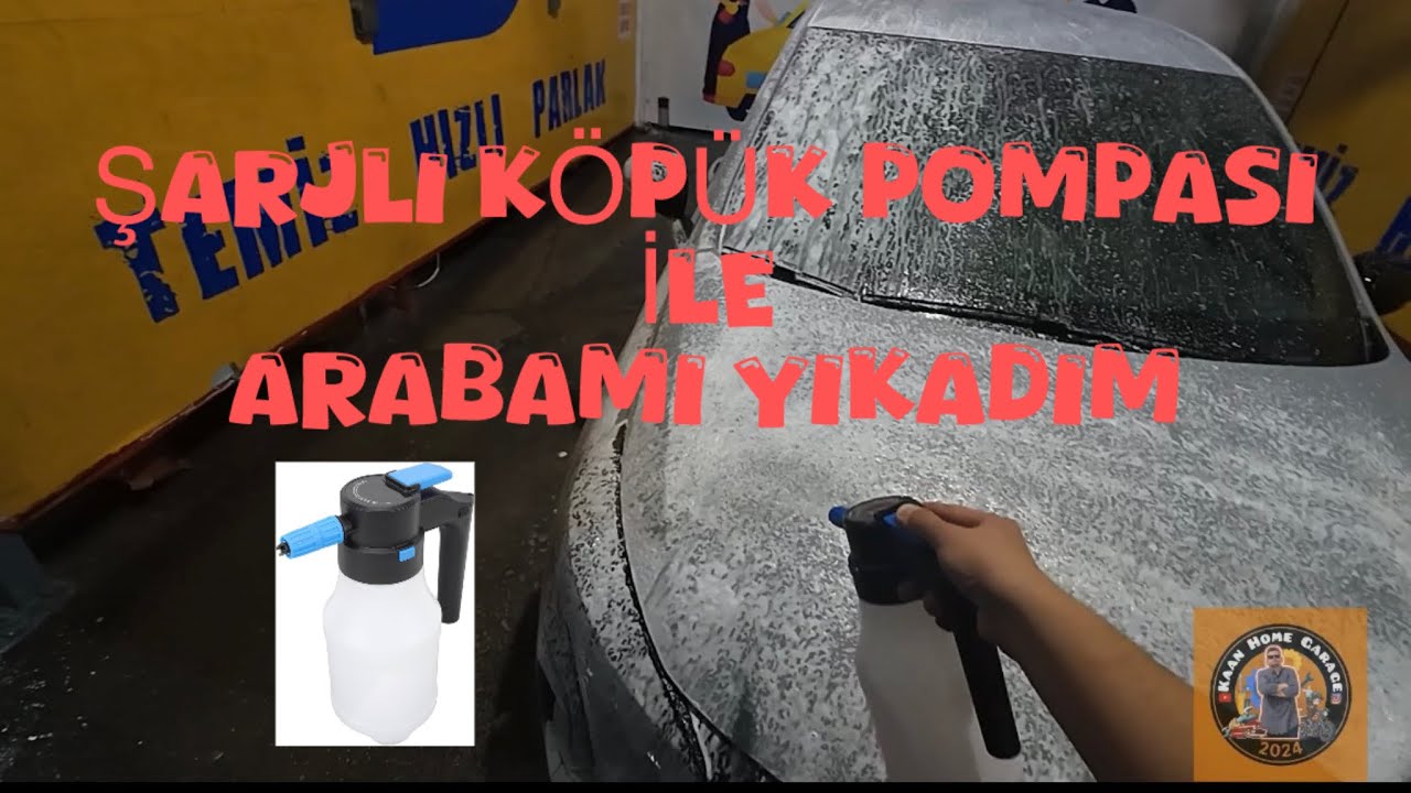 ŞARJLI KÖPÜK POMPASI İLE ARABA YIKADIM! YIKAMA EKİPMANLARIM.