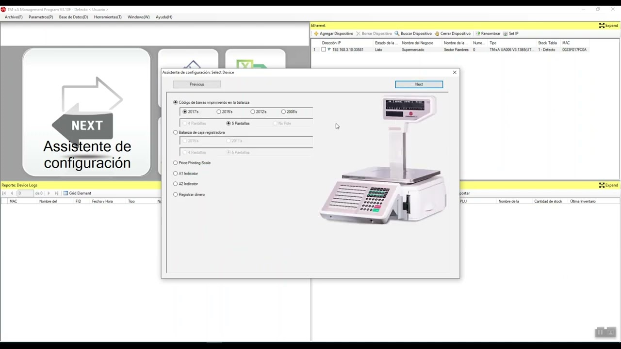 Configuración de Balanzas