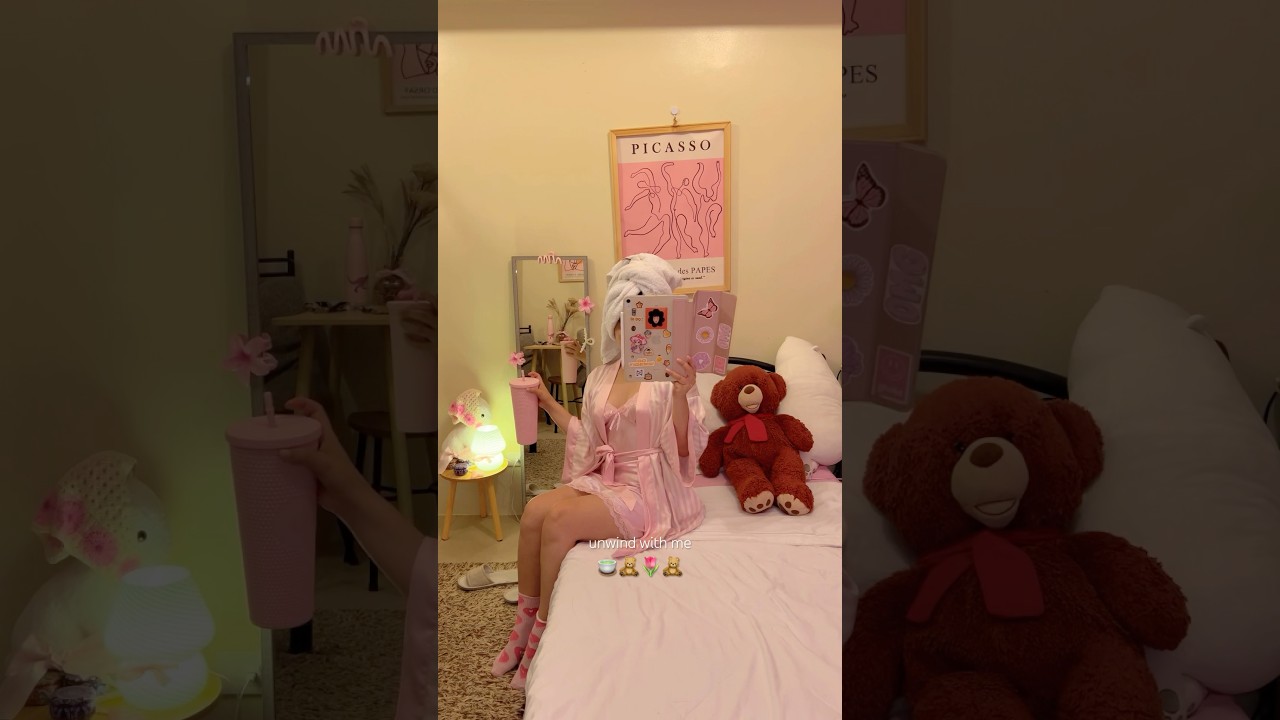 unwind at nighttime 🧸✨ #nighttime #unwind #selfcare #girlie #fypシ゚ #bedtimeroutine