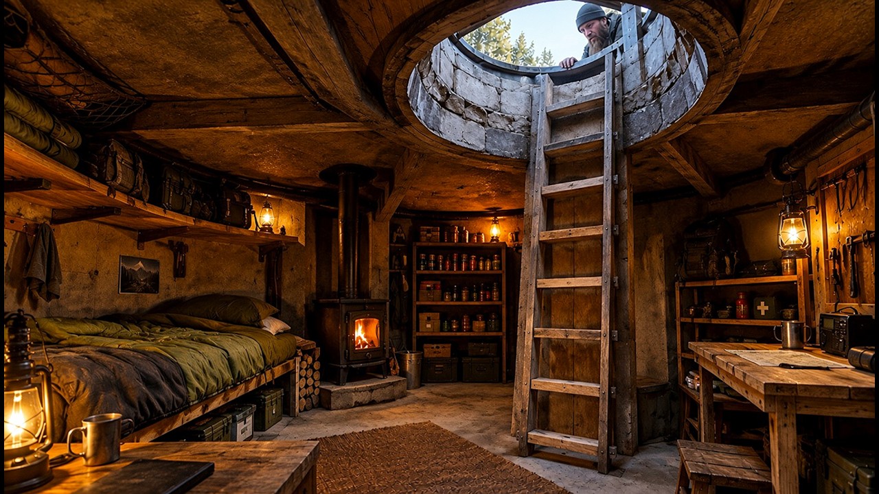 Building a cozy secret bunker inside an old well  Bushcraft Survival