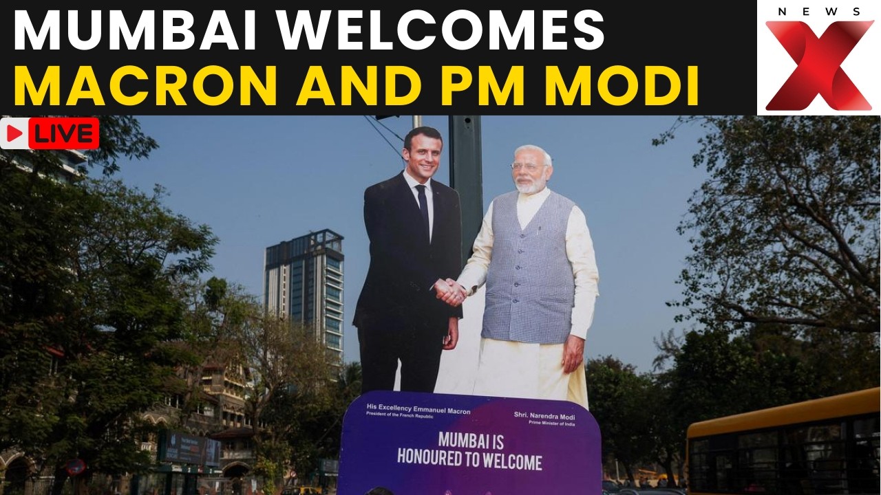 Macron In India LIVE: Mumbai Welcomes President Macron & PM Modi with Posters and Decorations
