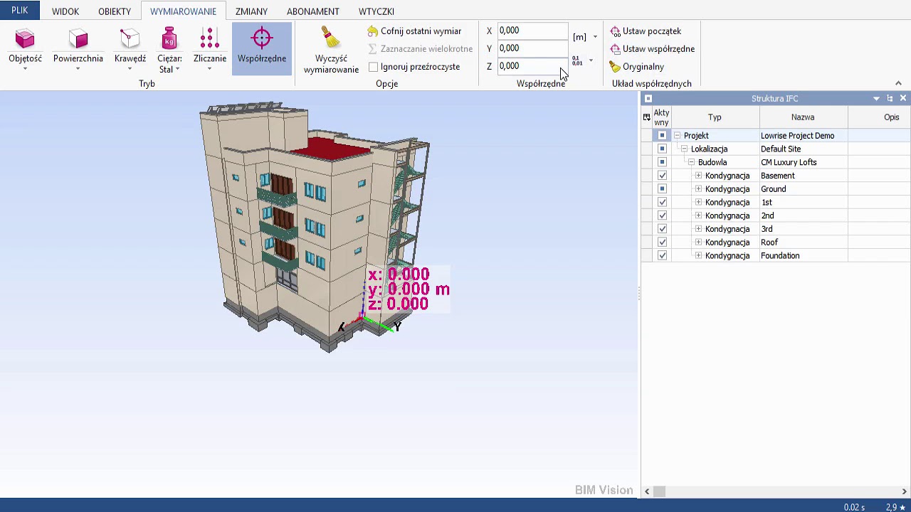 BIMvision - Zmiana wsp&oacute;łrzędnych modelu