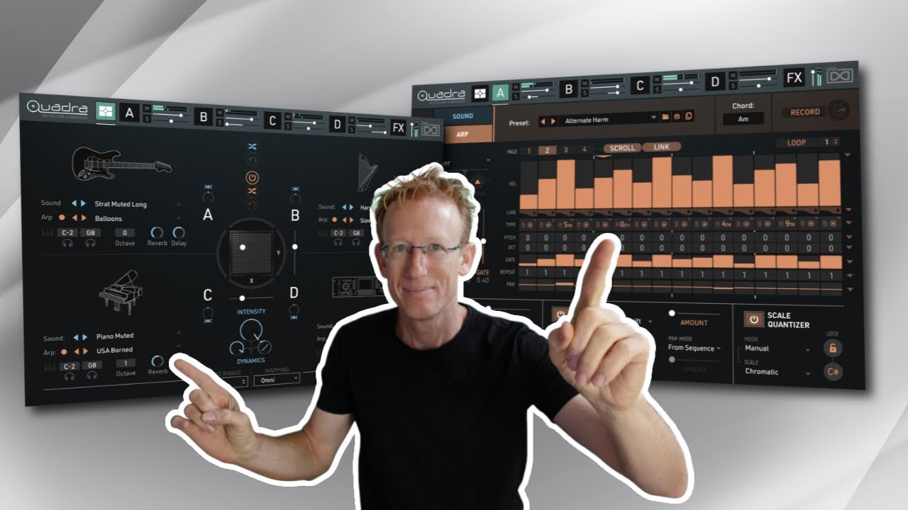 UVI Quadra - Muted and Harmonics - a powerful 4-part multi-instrument and sequence designer