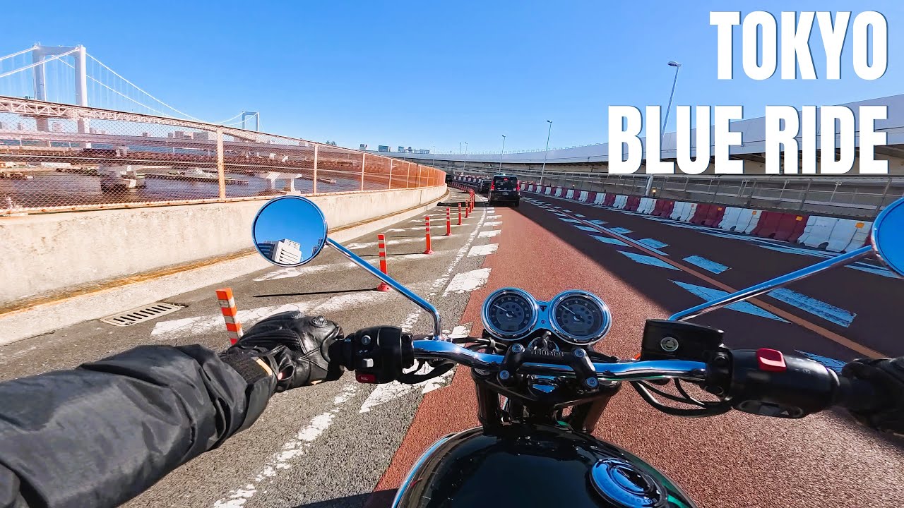 [4K] Sunny Tokyo Bayside Ride 🌊 | Gate Bridge & Rainbow Bridge | Triumph Bonneville T100 ASMR