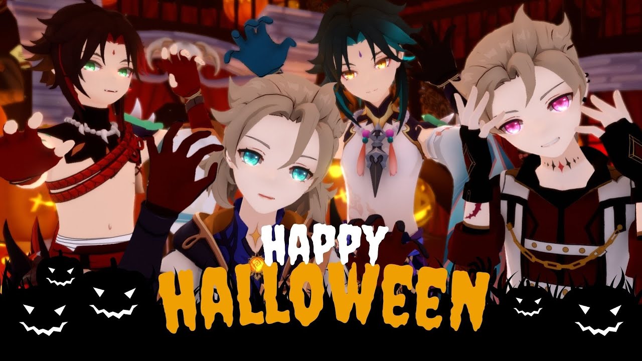 [ MMD原神Genshin Impact x Halloween ] Bad ∞ End ∞ Night - Albedo/Xiao/Subject No.2/Red Xiao