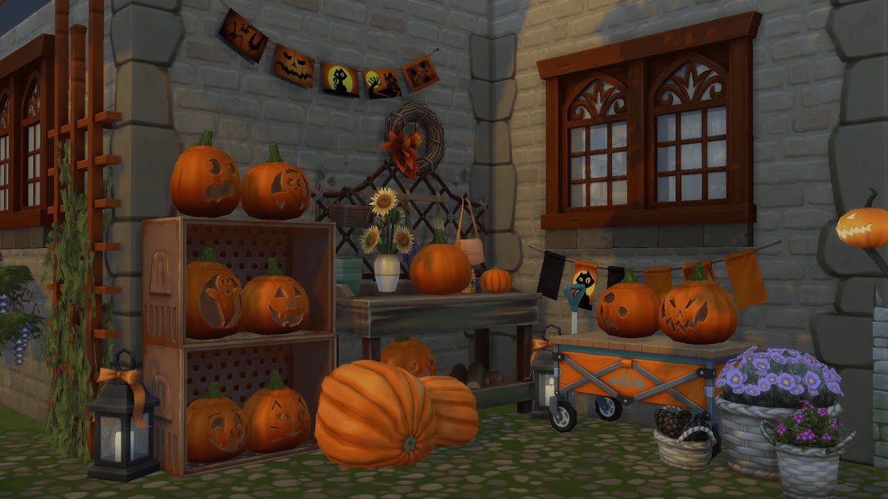 Sims 4 Speed build | Fall cottage with Halloween shop 🎃 Осенний коттедж с Хэллоуинским магазином
