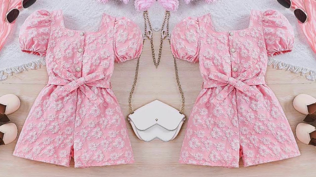 Square Neck Baby Romper Cutting and Stitching | DIY Baby Belted Romper Cutting and Stitching