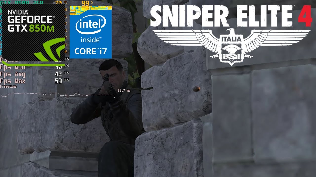 GTX 850M 2GB - Sniper Elite 4 (Acer V3-772G) Benchmark - 2024