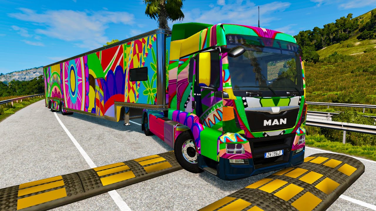 Trucks vs Upside Down Speed Bumps | BeamNG.DRIVE